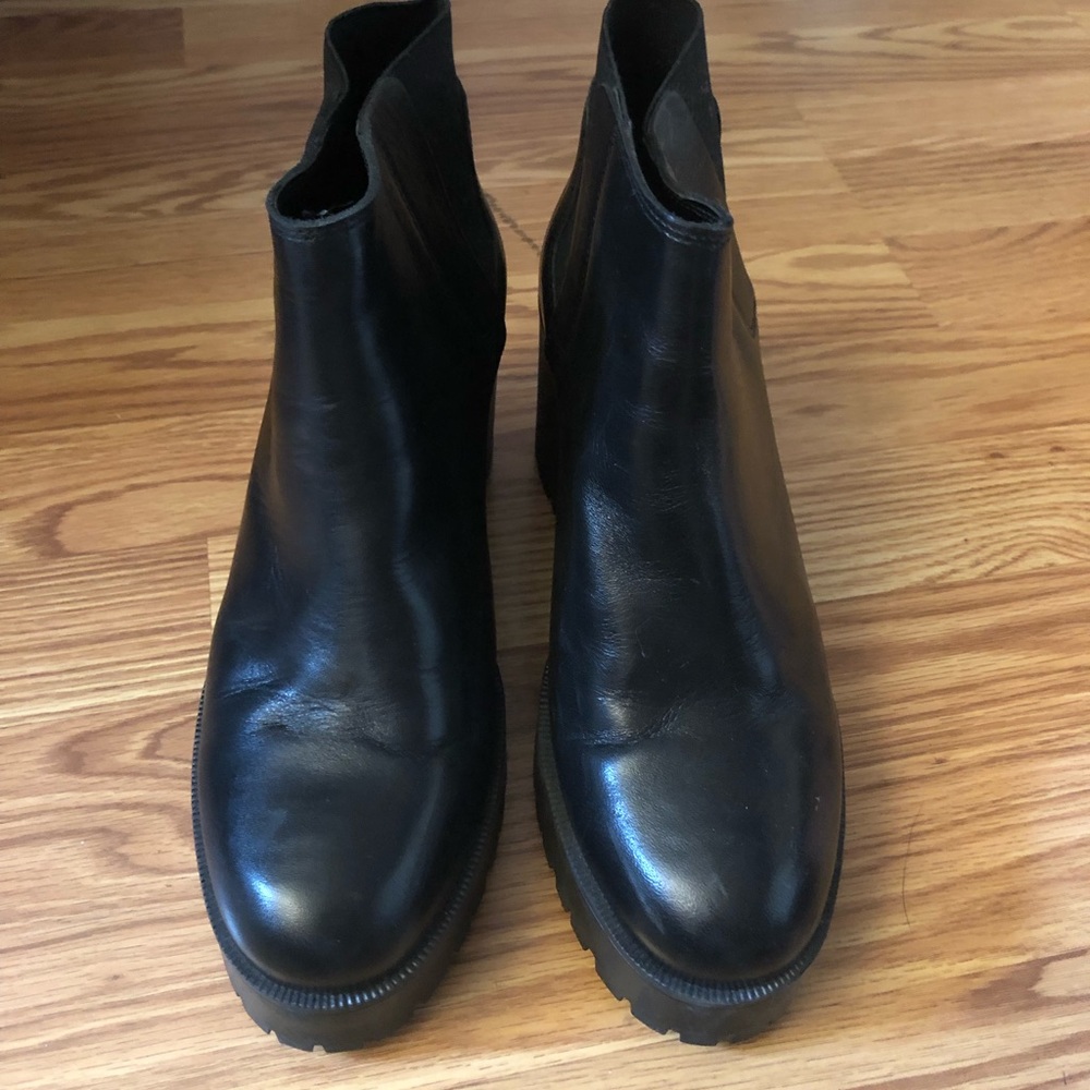 zara black leather platform boots